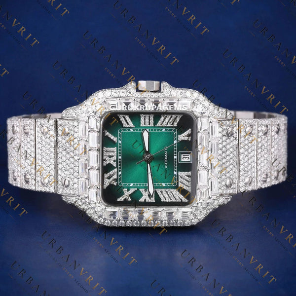 Luxury Green Dial VVS1 D Moissanite Watch