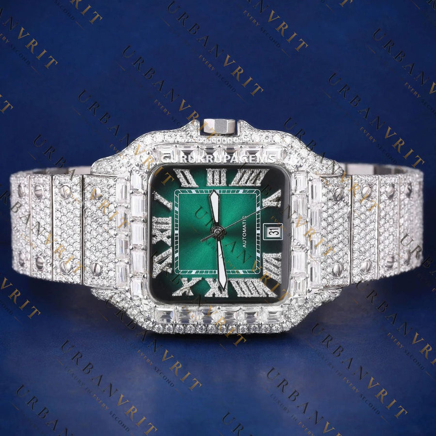 Luxury Green Dial VVS1 D Moissanite Watch