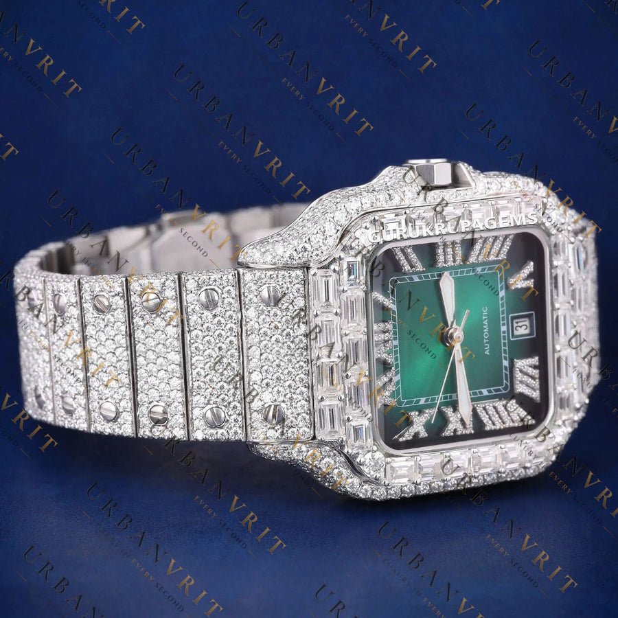 Luxury Green Dial VVS1 D Moissanite Watch