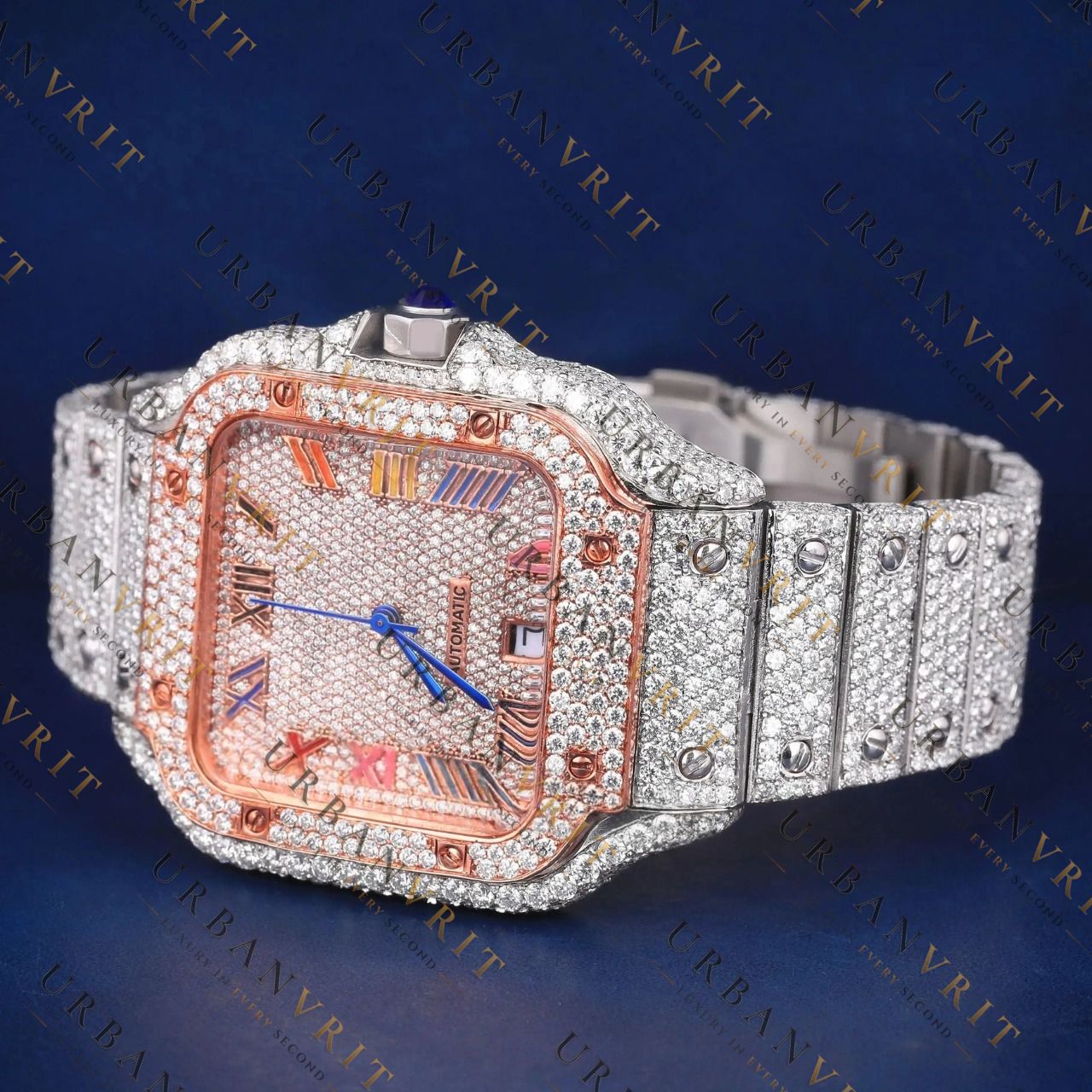 Rainbow Roman Numeral VVS1 D Color Moissanite Watch
