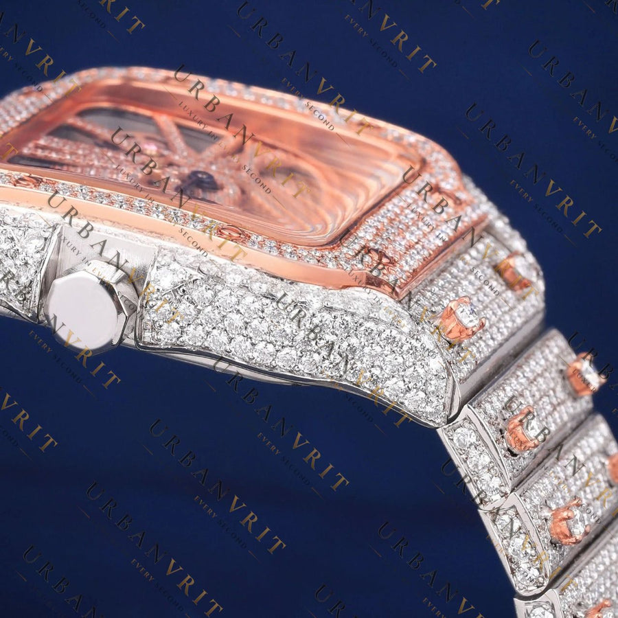 Skeleton Rose Gold VVS1 D Color Moissanite Watch