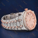 Luxury Rose Gold Oak VVS1 D Color Moissanite Watch