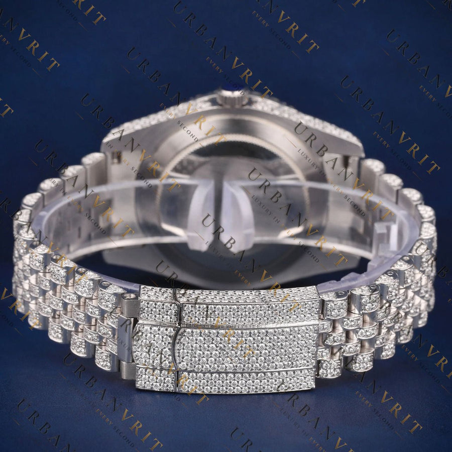 Blue Roman Numeral VVS1 D Color Moissanite Watch