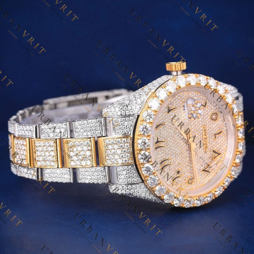Two Tone Arabic Dial VVS1 D Color Moissanite Watch