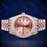 Rose Gold Dial VVS1 D Color Moissanite Watch