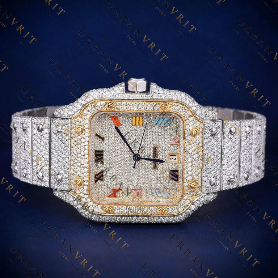 Two Tone Rainbow VVS1 D Color Moissanite Watch