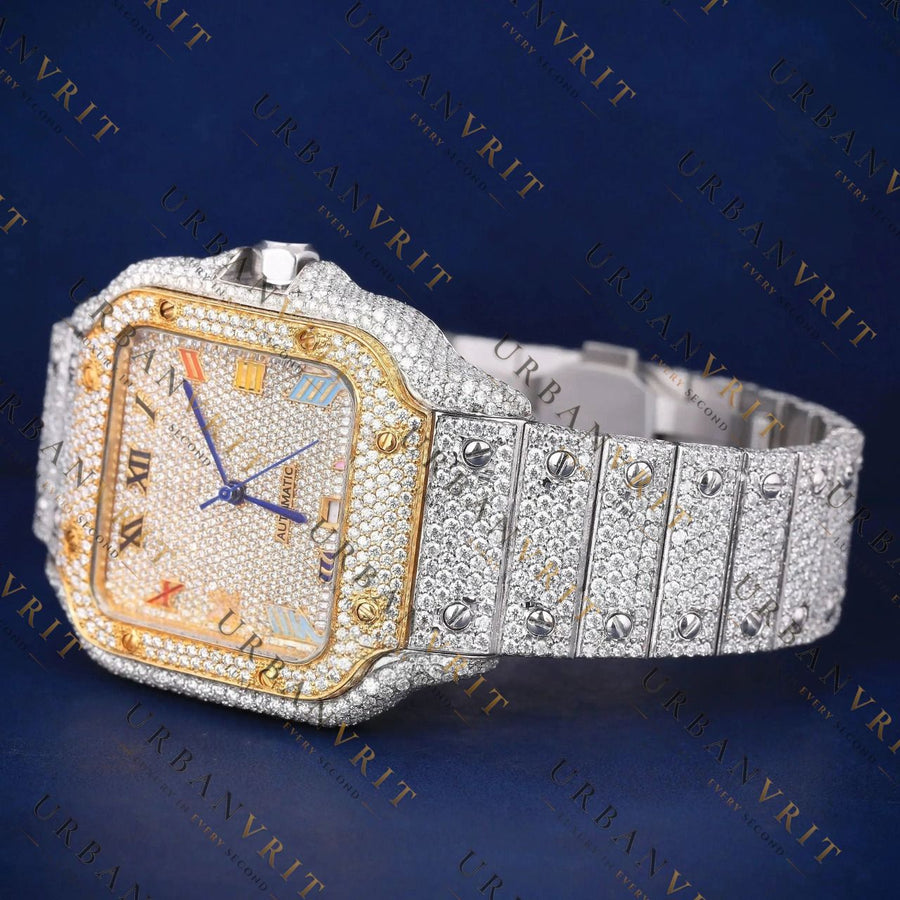 Two Tone Rainbow VVS1 D Color Moissanite Watch