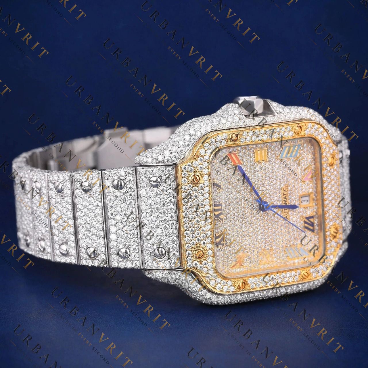 Two Tone Rainbow VVS1 D Color Moissanite Watch