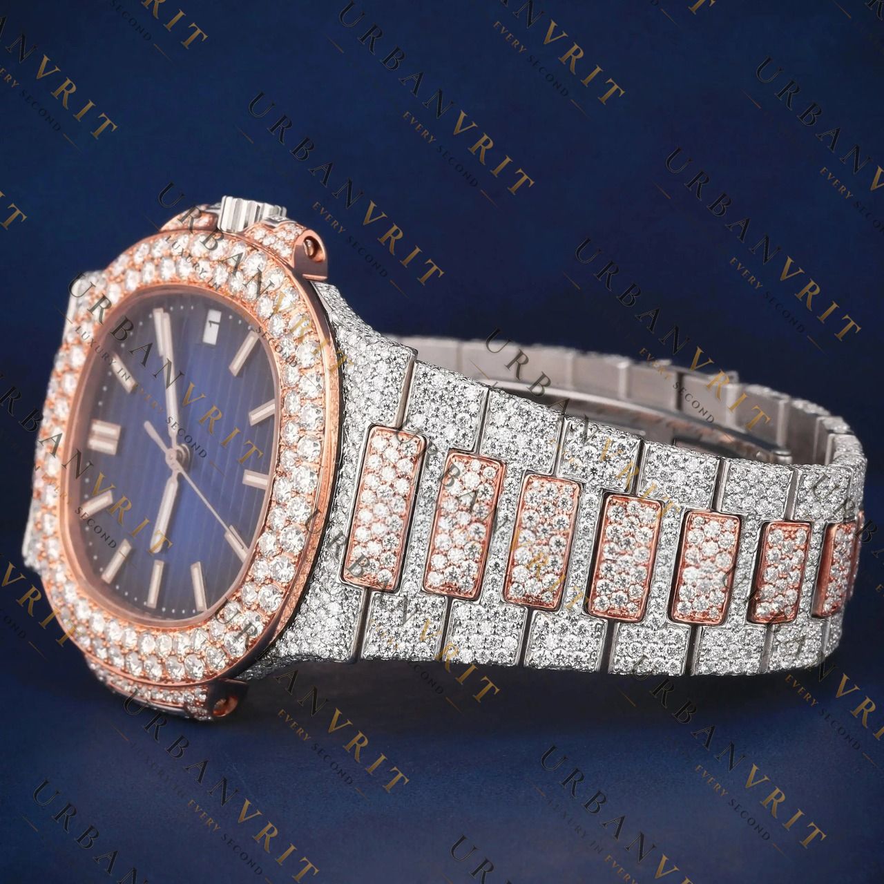 Luxury Blue Dial VVS1 D Color Moissanite Watch
