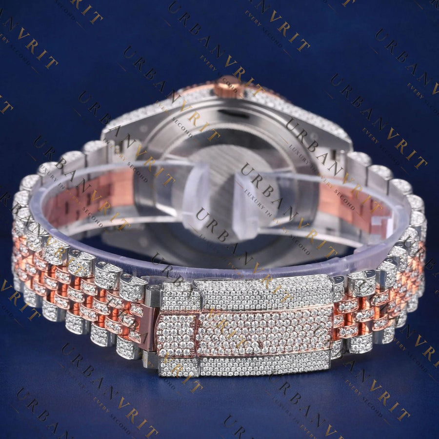 Rose Gold Dial VVS1 D Color Moissanite Watch