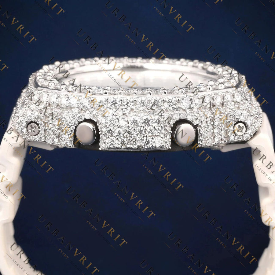 White G Shock VVS1 D Color Moissanite Watch