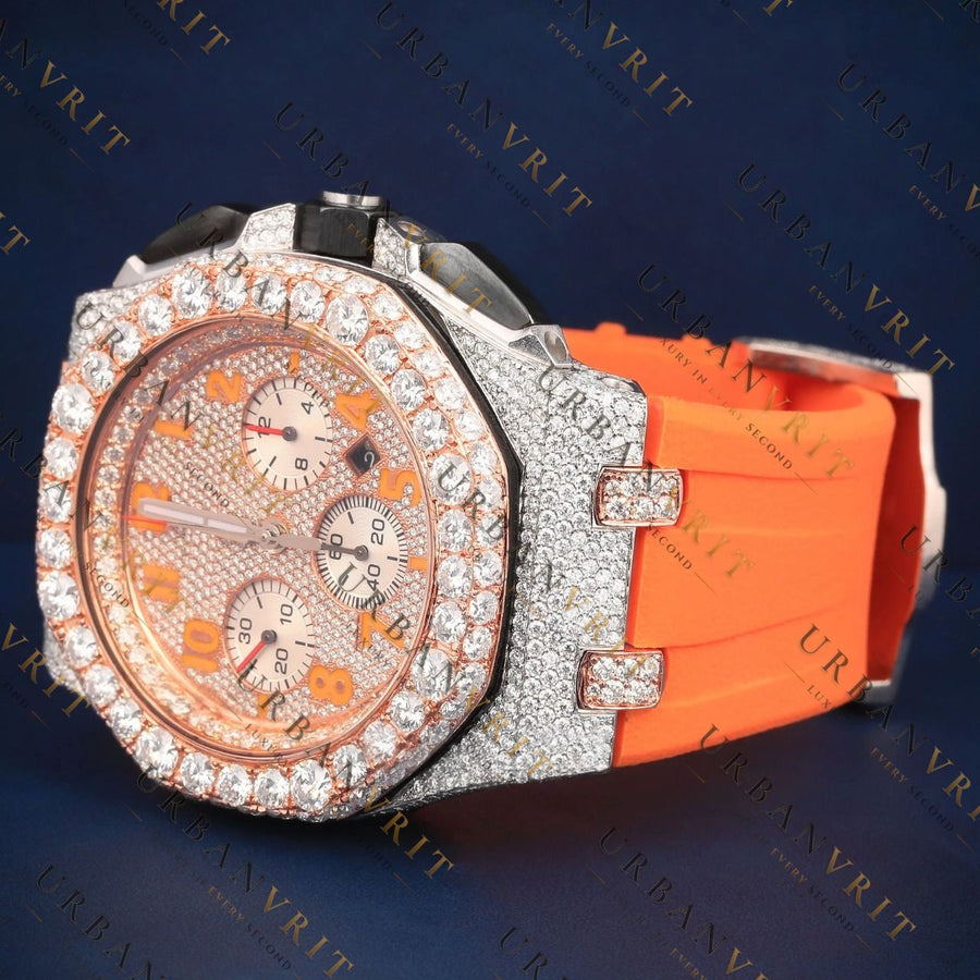 Rose Gold Chronograph VVS1 D Color Moissanite Watch
