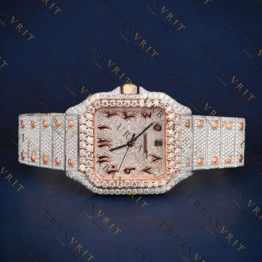 Two Tone Square Arabic VVS1 D Color Moissanite Watch