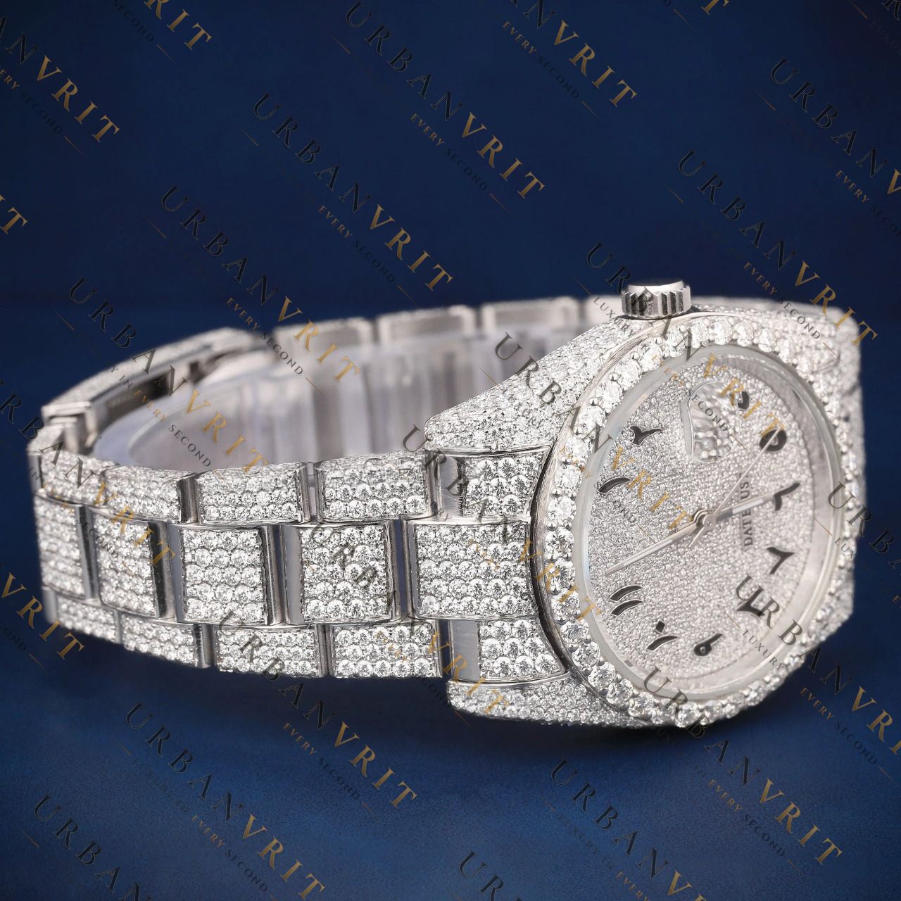 Arabic Dial Round VVS1 D Color Moissanite Watch
