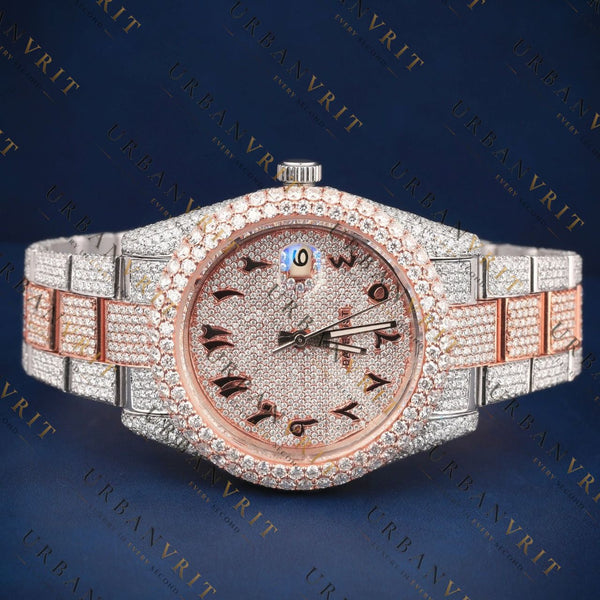 Two Tone Arabic VVS1 D Color  Moissanite Watch