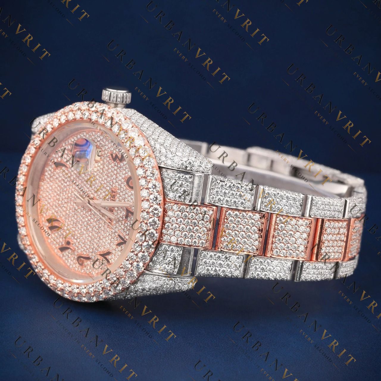 Two Tone Arabic VVS1 D Color  Moissanite Watch
