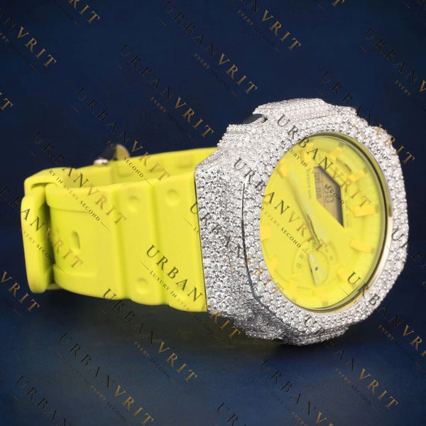 Yellow G Shock VVS1 D Color Moissanite Watch