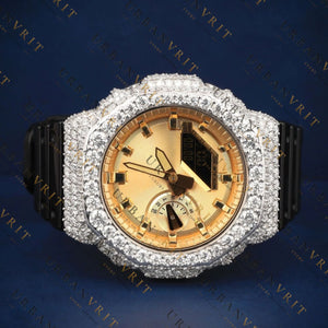 Gold Dial G-Shock VVS1 D Color Moissanite Watch