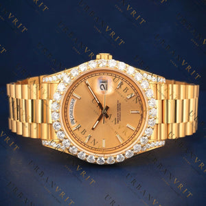 Iced-out Bezel Dial Gold VVS1 D Color Moissanite Watch
