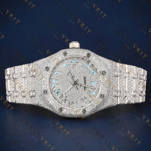 Sky-blue Arabic Dial VVS1 D Color Moissanite Watch