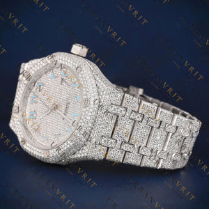 Sky-blue Arabic Dial VVS1 D Color Moissanite Watch
