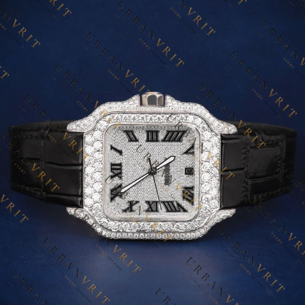 Square Roman Dial VVS1 D Color Moissanite Watch