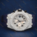 Blue Strap Chronograph VVS1 D Colour Moissanite Watch