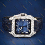 Blue Dial Square VVS1 D Color Moissanite Watch