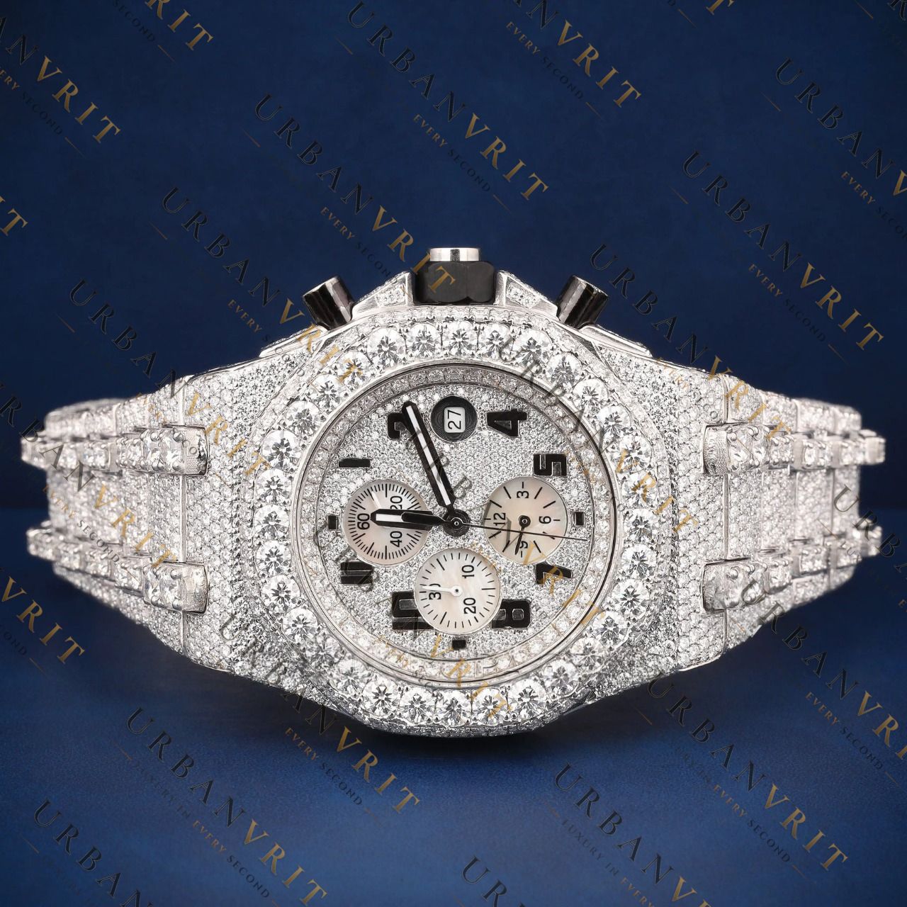 Iced Out Chronograph VVS1 D Color Moissanite Watch