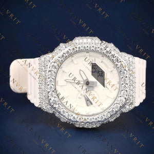 White G-Shock VVS1 D Color Moissanite Watch