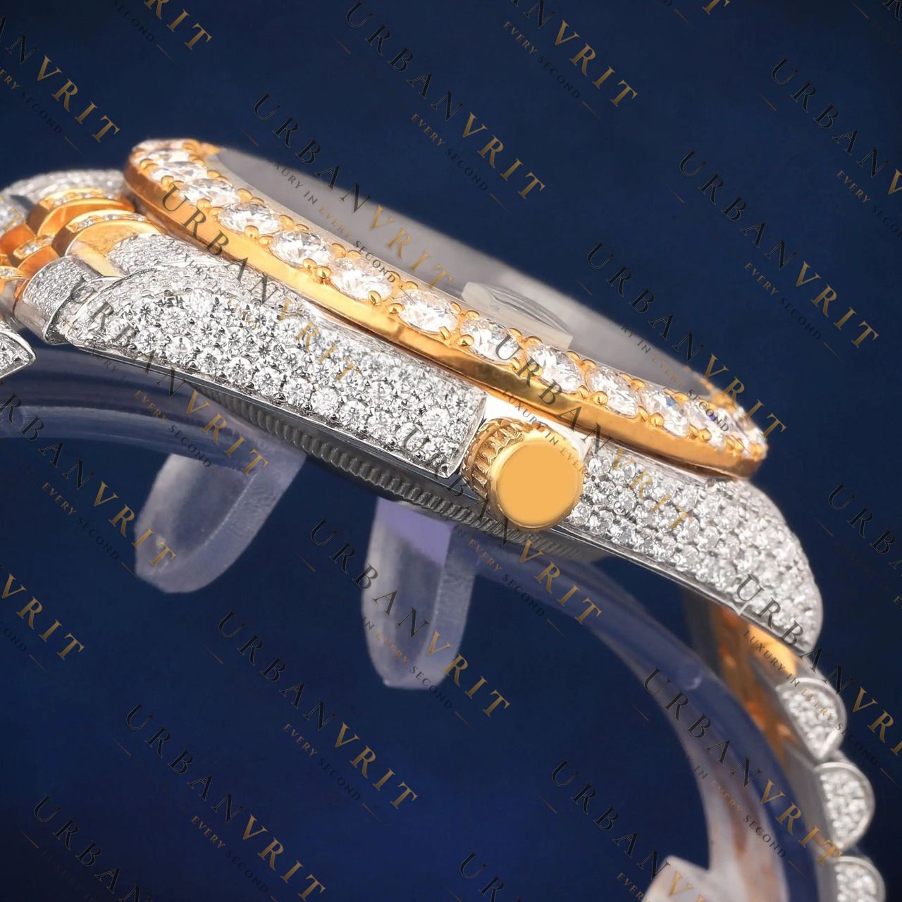Two Tone Arabic Dial VVS1 D Color Moissanite Watch
