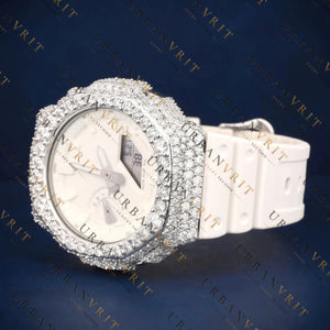 White G-Shock VVS1 D Color Moissanite Watch