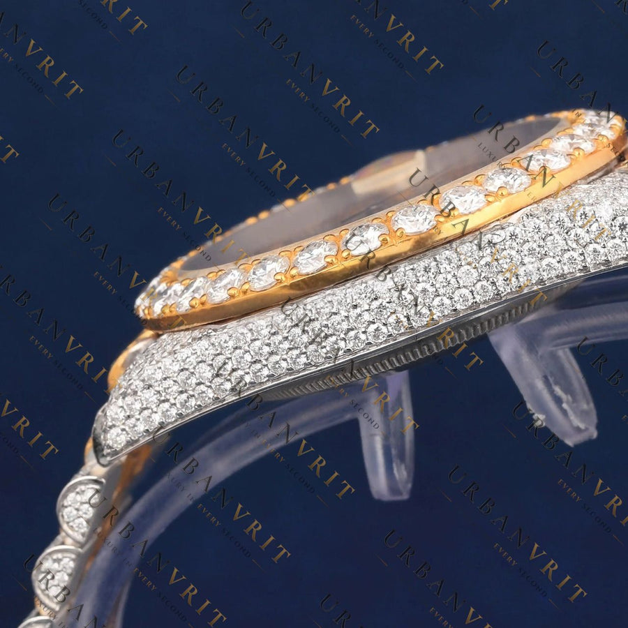 Two Tone Arabic Dial VVS1 D Color Moissanite Watch