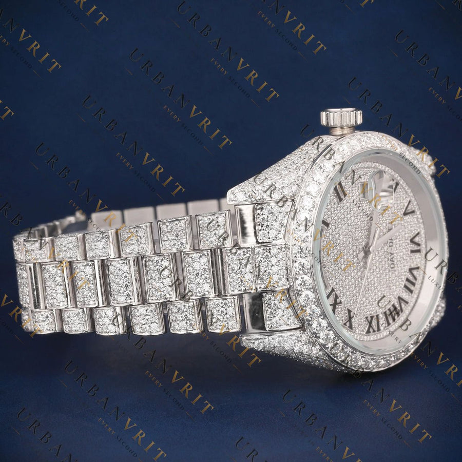 Day-Date Roman VVS1 D Color Moissanite Watch