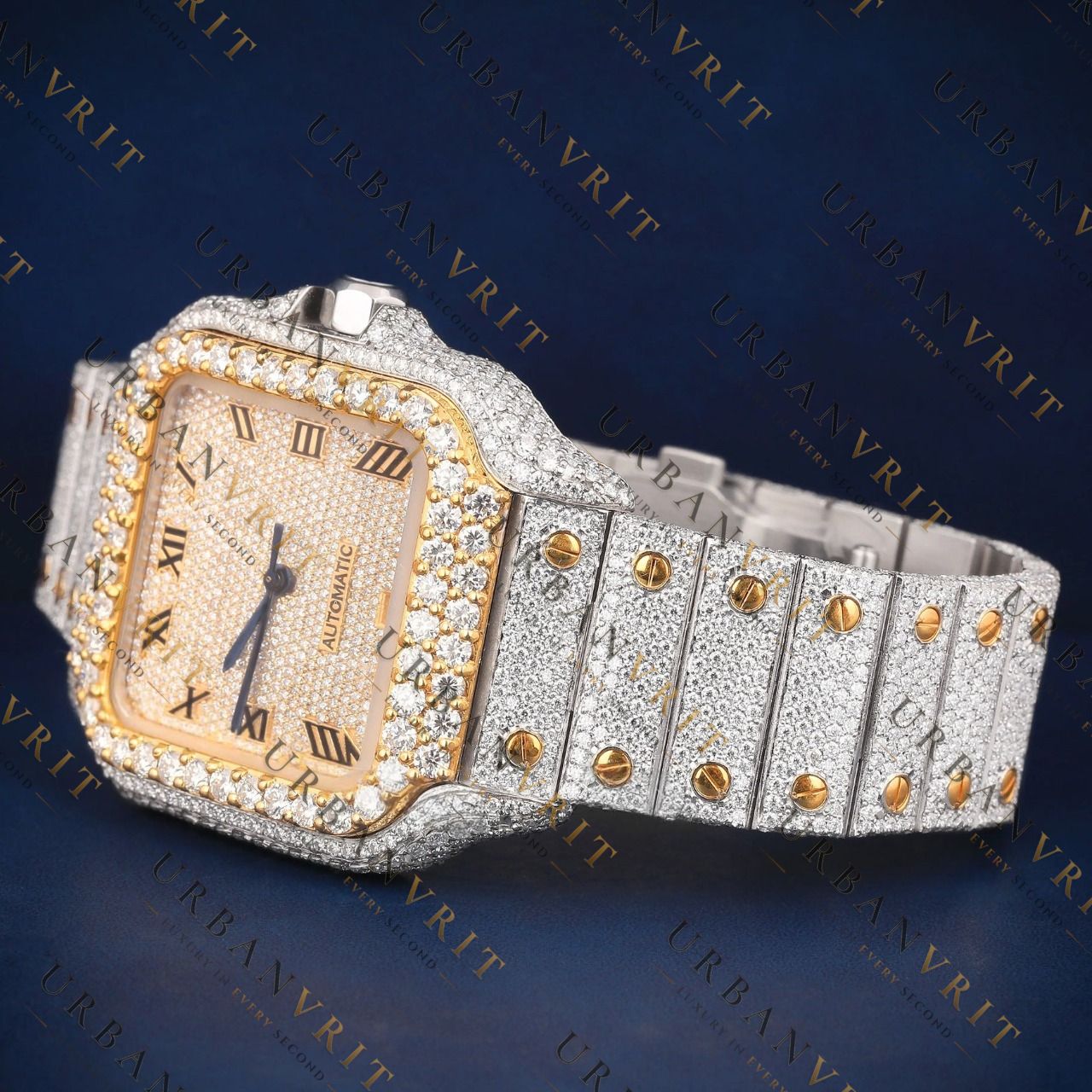 Two Tone Square VVS1 D Color Moissanite Watch