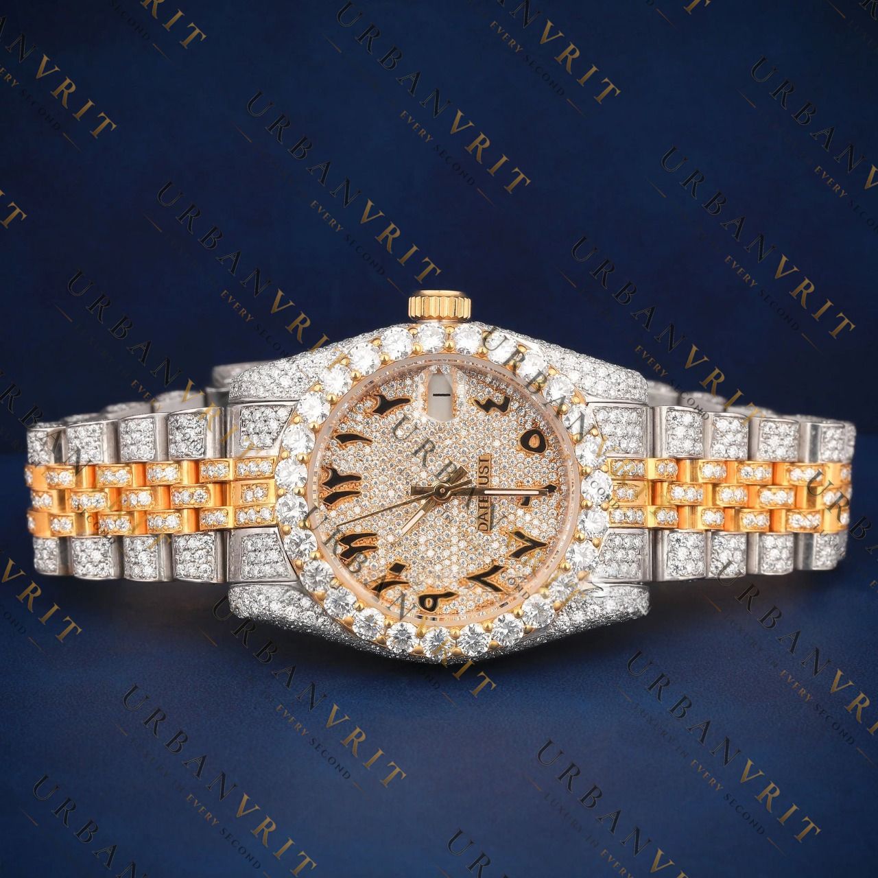 Two Tone Arabic VVS1 D Color Moissanite Watch