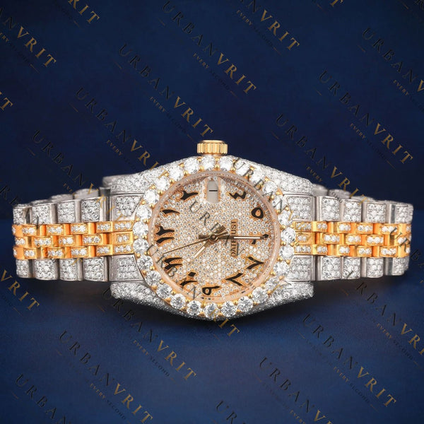 Two Tone Arabic VVS1 D Color Moissanite Watch