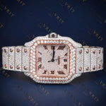 Two Tone Rose Gold Iced Out VVS1 D Color Moissanite Watch