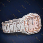 Two Tone Rose Gold Iced Out VVS1 D Color Moissanite Watch