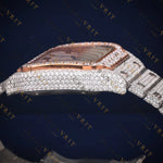 Two Tone Rose Gold Iced Out VVS1 D Color Moissanite Watch