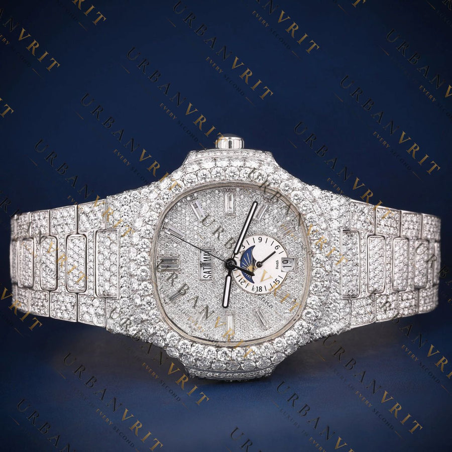 Moonphase Calendar VVS1 D Color Moissanite Watch