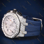 Blue Strap Chronograph VVS1 D Color Moissanite Watch