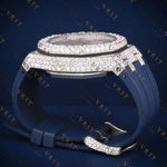 Blue Strap Chronograph VVS1 D Color Moissanite Watch