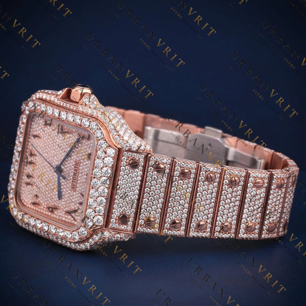 Rose Gold Square VVS1 D Color Moissanite Watch