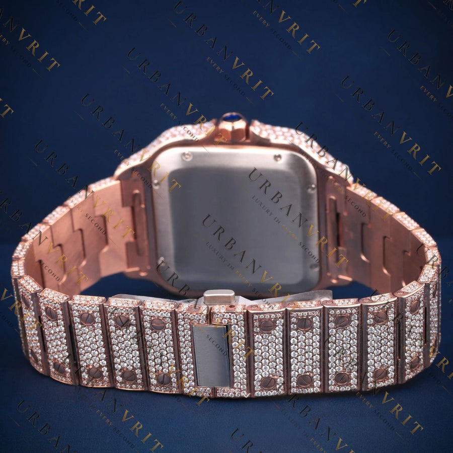 Rose Gold Square VVS1 D Color Moissanite Watch