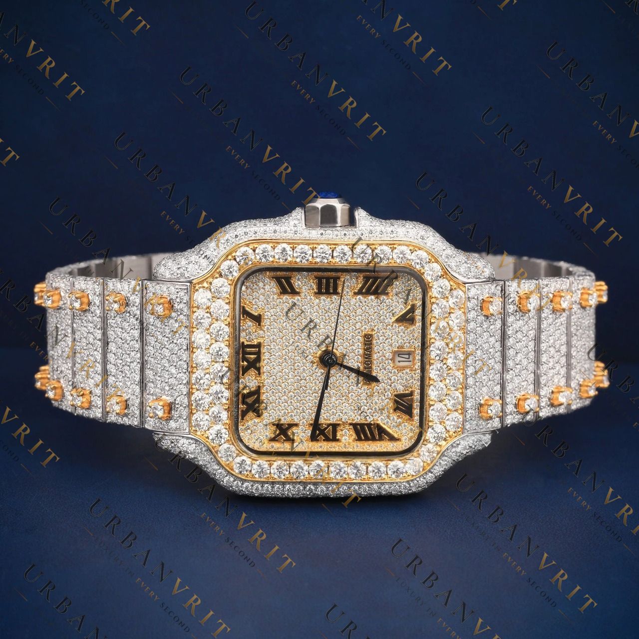 Two Tone Square  VVS1 D Color Moissanite Watch