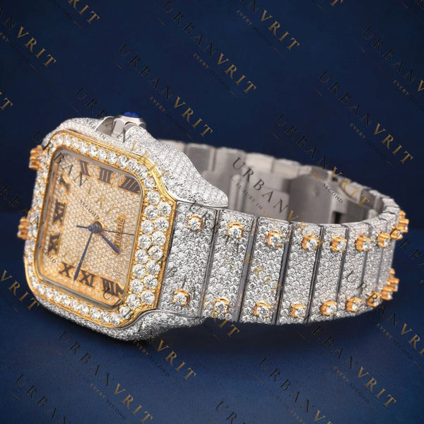 Two Tone Square  VVS1 D Color Moissanite Watch