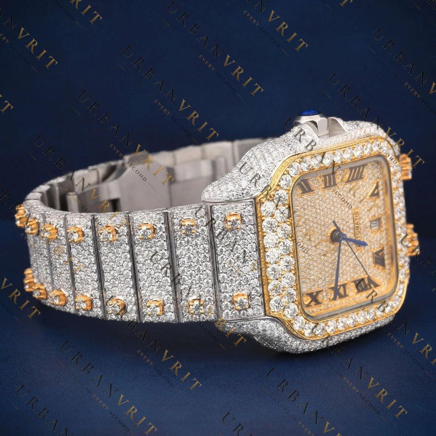 Two Tone Square  VVS1 D Color Moissanite Watch