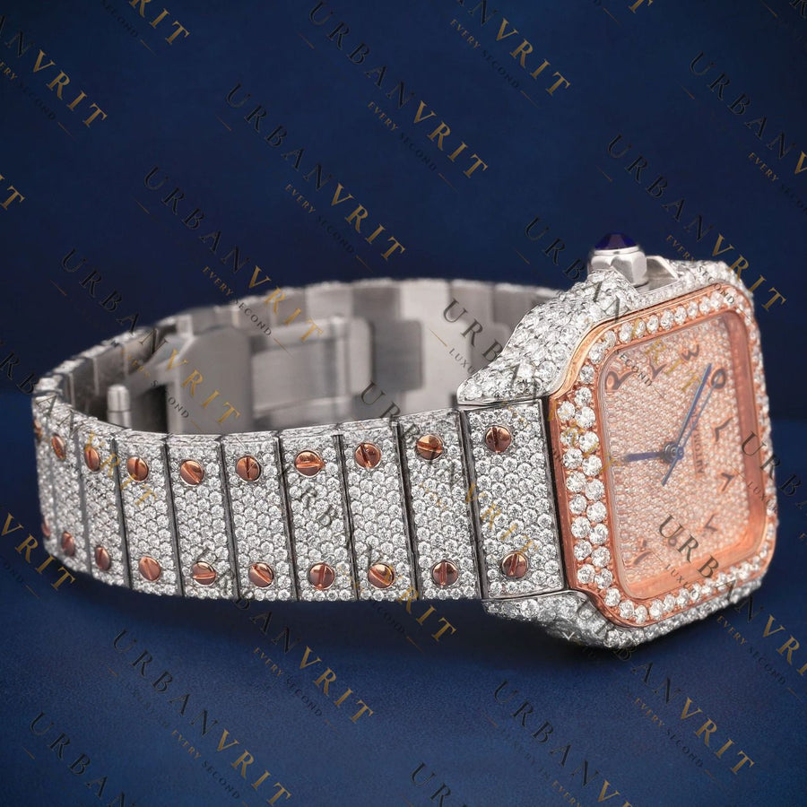 Two Tone Rose Gold Square VVS1 D Color Moissanite Watch