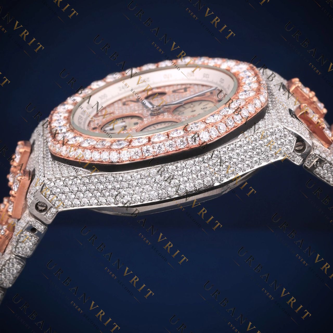 Two Tone Chronograph VVS1 D Color Moissanite Watch